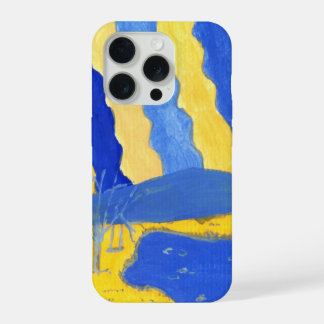 Blue and Yellow Minimalistic Landscape Phone Case iPhone 15 Pro Hülle