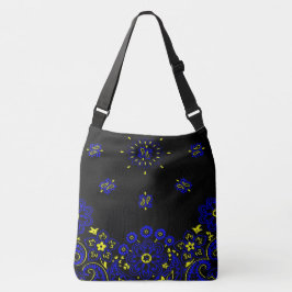 Blue and Yellow Paisley Bandanna Print Tragetaschen Mit Langen Trägern