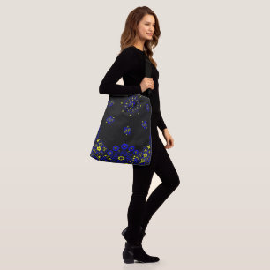 Blue and Yellow Paisley Bandanna Print Tragetaschen Mit Langen Trägern