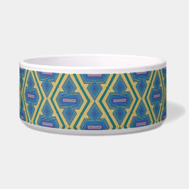 Blue and Yellow Pattern Ceramic Pet Bowl Napf