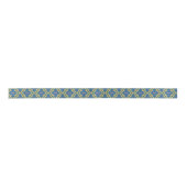 Blue and Yellow Pattern Satin Ribbon Satinband (Vorderseite)
