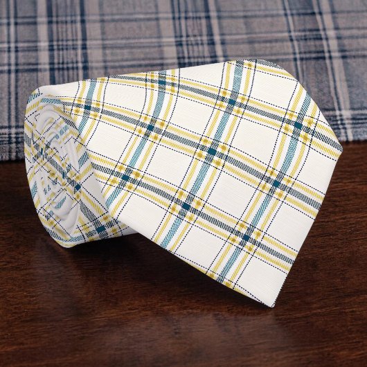 Blue and Yellow Plaid Necktie Tie Krawatte