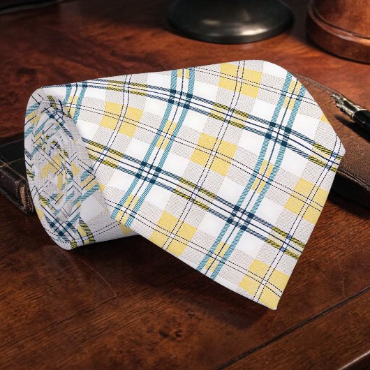 Blue and Yellow Plaid Necktie Tie Krawatte