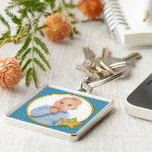 Blue and Yellow Polka Dot Foto Schlüsselanhänger (Seite)