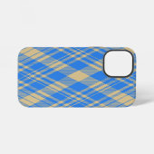 Blue and Yellow Scottish Tartan Plaid iPhone Hülle (Rückseite (Horizontal))