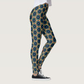 Blue and yellow simple floral leggings (Rechts)