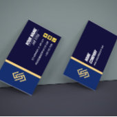 Blue and Yellow Simple Lines Business Card Visitenkarte