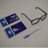 Blue and Yellow Simple Lines Business Card Visitenkarte
