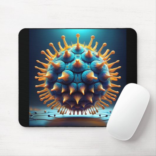 Blue And Yellow Spore Ball Mousepad (Mit Mouse)