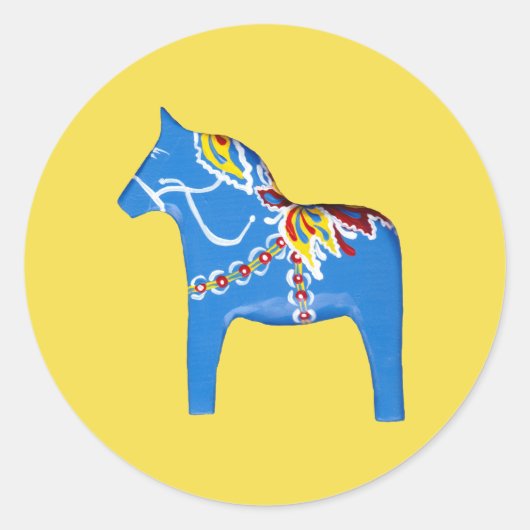 Blue and Yellow Swedish Dala Horse Sticker (Vorderseite)