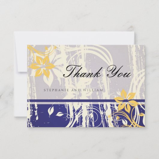 Blue and Yellow Swirt Wedding Dankeschön Card Dankeskarte (Vorderseite)