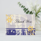 Blue and Yellow Swirt Wedding Dankeschön Card Dankeskarte (Stehend Vorderseite)