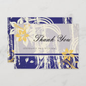 Blue and Yellow Swirt Wedding Dankeschön Card Dankeskarte (Vorne/Hinten)