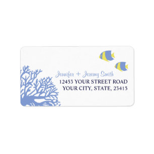Blue and Yellow Tropcial Beach Address Adressaufkleber