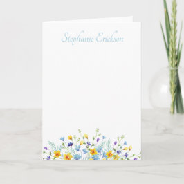 Blue and Yellow Wildflower Personalized Stationery