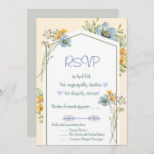 Blue And Yellow Wildflowers Geometric RSVP Card Einladung (Vorne/Hinten)