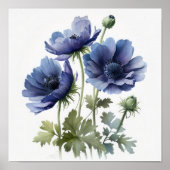 Blue Anemone Blume Art Print Poster (Vorne)