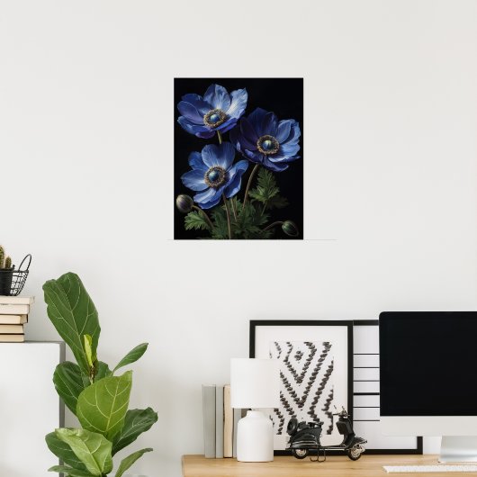 Blue Anemone Blume Art Print Poster (Heimbüro)