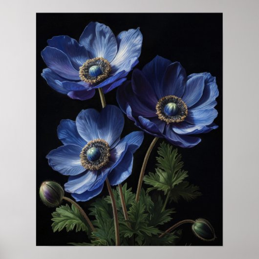 Blue Anemone Blume Art Print Poster (Vorne)