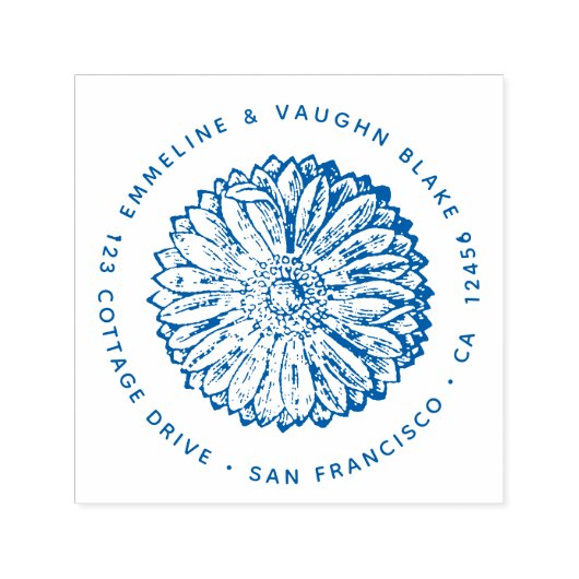 Blue Anemone Blume Rücksendeadresse Botanisch Permastempel (Design)