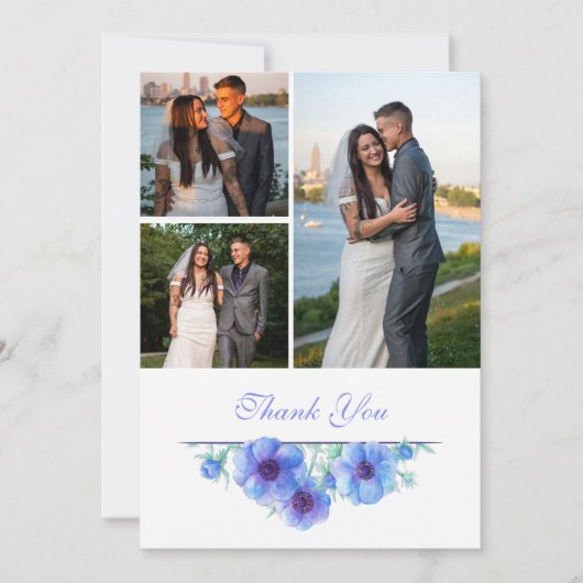 Blue Anemone Blumen Hochzeit danke QR Foto (Vorderseite)