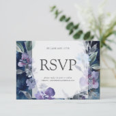 Blue Anemone Mitternacht, Hochzeitsrampe RSVP Karte (Stehend Vorderseite)