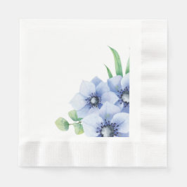 Blue Anemone und Eucalyptus Wedding Paper Napkin Serviette