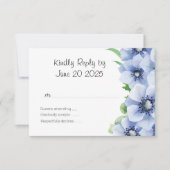 Blue Anemone und Euxalyptus Wedding RSVP Karte (Vorderseite)
