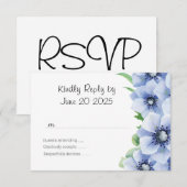 Blue Anemone und Euxalyptus Wedding RSVP Karte (Vorne/Hinten)