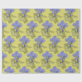 Blue Anemones on Yelllow Greenn Geschenkpapier (Flach)