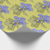 Blue Anemones on Yelllow Greenn Geschenkpapier (Ecke)