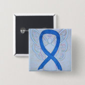 Blue Angel Awareness Ribbon Custom Art Buttone Button (Vorne & Hinten)