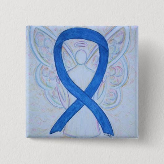 Blue Angel Awareness Ribbon Custom Art Buttone Button (Vorderseite)