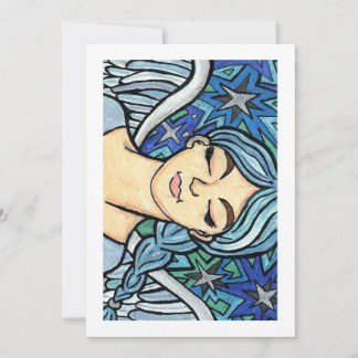 Blue Angel mit Augen Closed Holiday Card Feiertagskarte