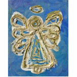 Blue Angel Ornament Fotoskulptur Ornament<br><div class="desc">Anstrich eines weißen und goldenen Engels auf einem weichen blauen Hintergrund.</div>