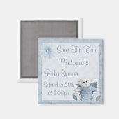 Blue Angel Teddy Bear Save the Date Baby Dusche Magnet (Vorderseite/Rückseite)