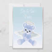 Blue Angel Teddy Bear Sip & See Einladung (Vorderseite)