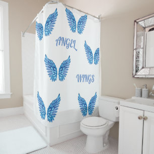 Blue Angel Wings Design Duschvorhang