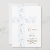 blue angels pattern Holy Cross Baptism Einladung (Vorderseite)