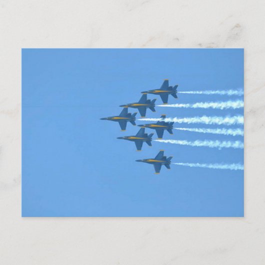 Blue Angels Six-Jet-Diagonalformation mit Rauch Postkarte (Vorderseite)
