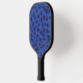 Blue Animal Leopard Print Designer Personalisiert Pickleball Schläger (Links)