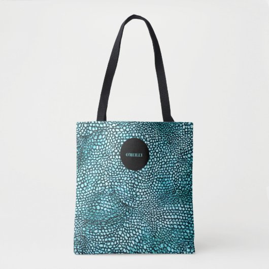 Blue Animal Print | Modernes Monogramm Tasche (Vorderseite)