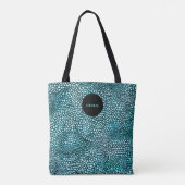 Blue Animal Print | Modernes Monogramm Tasche (Rückseite)