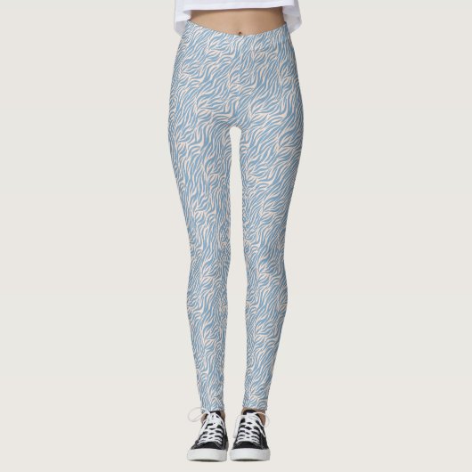 Blue Animal Print Tiger Streifen Leggings (Vorderseite)