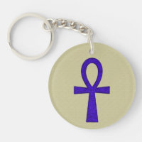 Blue Ankh Acrylic Round Schlüsselanhänger