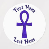 Blue Ankh Circle Adhesive Labels Etiketten (Design 2)