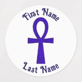 Blue Ankh Circle Adhesive Labels Etiketten (Design 1)