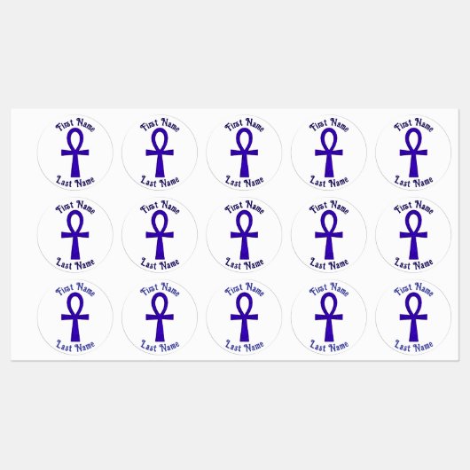 Blue Ankh Circle Adhesive Labels Etiketten (Blatt)
