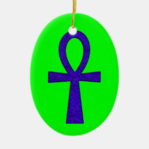 Blue Ankh Keramik Ornament