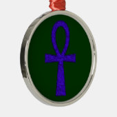 Blue Ankh Premium Round Ornament (Rechts)